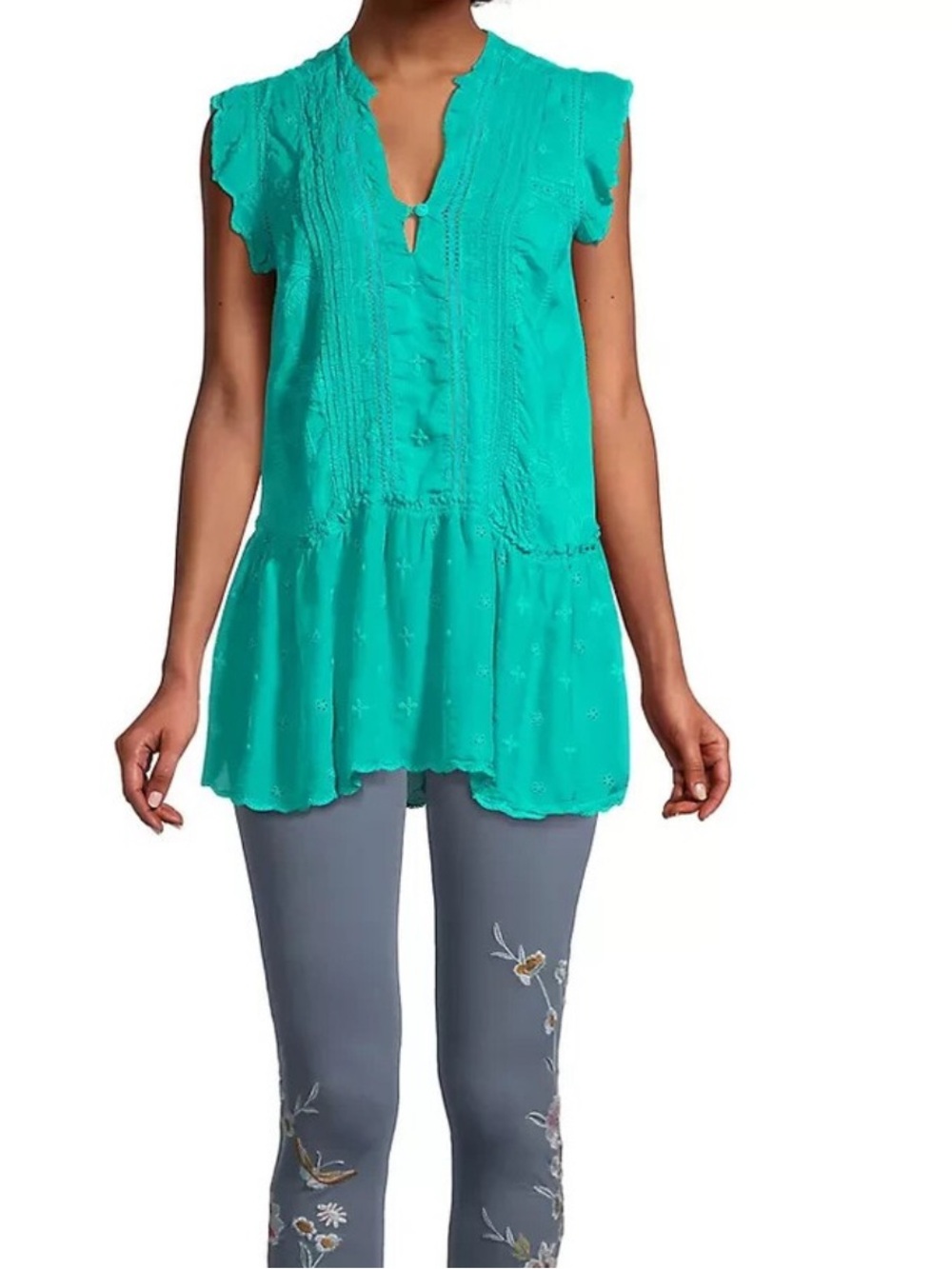Johnny Was Palm Oriana Embroidered Tunic Blouse Size Large